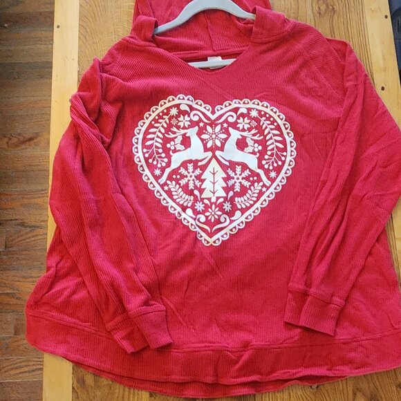 Holiday Time Tops - Hooded Christmas waffle knit top